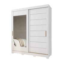Guarda Roupas Casal 2 Portas de Correr 4 Gavetas Frisado com Espelho 100% MDF Flower Guarda Roupas Casal 2 Portas de Correr 4 Gavetas Frisado com Espelho 100% MDF Flower
