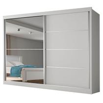 Guarda Roupas Casal 2 Portas De Correr Com Espelho 4 Gavetas 100% Mdf Branco áustria Branco