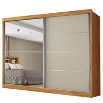 Guarda Roupas Casal 2 Portas de Correr com Espelho 4 Gavetas Flex 100% MDF Austria