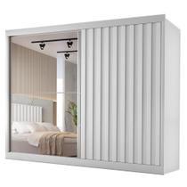 Guarda Roupas Casal 2 Portas De Correr Com Espelho Ripado 100% Mdf 4 Gavetas Malta Branco Guarda Roupas Casal 2 Portas De Correr Com Espelho Ripado 100% Mdf 4 Gavetas Malta Branco