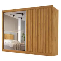 Guarda Roupas Casal 2 Portas de Correr com Espelho Ripado 100% MDF 4 Gavetas Malta Guarda Roupas Casal 2 Portas de Correr com Espelho Ripado 100% MDF 4 Gavetas Malta