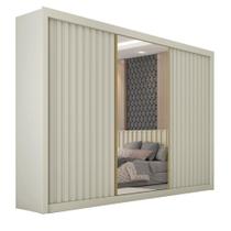 Guarda Roupas Casal 3 Portas de Correr com Espelho Ripado 100% MDF 6 Gavetas Dublin Guarda Roupas Casal 3 Portas de Correr com Espelho Ripado 100% MDF 6 Gavetas Dublin