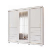 Guarda Roupas Casal 3 Portas de Correr Frisado com Espelho 6 Gavetas 100% MDF Lia Guarda Roupas Casal 3 Portas de Correr Frisado com Espelho 6 Gavetas 100% MDF Lia