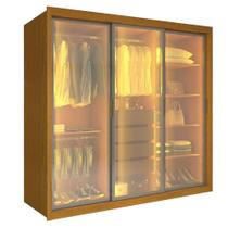 Guarda Roupas Casal 3 Portas De Correr Reflecta 4 Gavetas 100% Mdf Lux Madeirado/off White