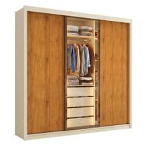 Guarda Roupas Casal 3 Portas de Correr Reflecta com Led 4 Gavetas Flex Eva