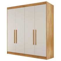 Guarda Roupas Casal 4 Portas 3 Gavetas 100% Mdf Tunis Madeirado/off White Guarda Roupas Casal 4 Portas 3 Gavetas 100% Mdf Tunis Madeirado/off White