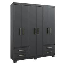 Guarda Roupas Casal 6 Portas 4 Gavetas Primacy Preto Batrol - BATROL IND E COM DE MOVEIS LTDA Guarda Roupas Casal 6 Portas 4 Gavetas Primacy Preto Batrol - BATROL IND E COM DE MOVEIS LTDA