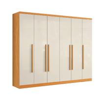 Guarda Roupas Casal 6 Portas 8 Gavetas Canadá Madeirado/Off White Aramóveis