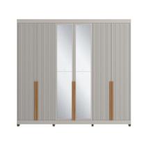 Guarda-roupas Casal 6 Portas Com Espelhos Multimóveis Cr35242 Cinza/nature