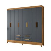Guarda Roupas Casal 8 Portas 4 Gavetas Flórida Freijó/Cinza Moval