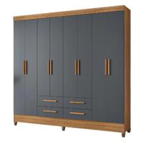 Guarda Roupas Casal 8 Portas 4 Gavetas Freijó/Cinza Flórida Moval Guarda Roupas Casal 8 Portas 4 Gavetas Freijó/Cinza Flórida Moval