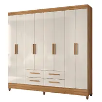 Guarda Roupas Casal 8 Portas 4 Gavetas Freijó/Off White Flórida Moval