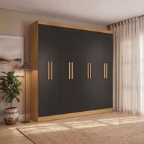 Guarda Roupas Casal 8 Portas 4 Gavetas Kappesberg Tapajós/Preto 218cm