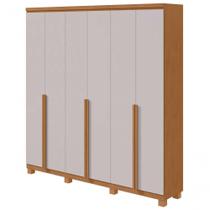 Guarda-roupas Casal Alonzo 6 Portas 4 Gavetas Sem Espelho 100% Mdf Com Pés Amendoa Clean Off White
