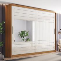 Guarda-Roupas Casal com Espelho 100% MDF Cayman Off White/Cinamomo
