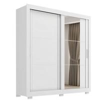 Guarda Roupas Casal com Espelho 2 Portas de Correr 4 Gavetas Titanium Branco Zanzini