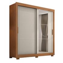 Guarda Roupas Casal com Espelho 2 Portas de Correr 4 Gavetas Titanium Madeirado / Areia Zanzini Guarda Roupas Casal com Espelho 2 Portas de Correr 4 Gavetas Titanium Madeirado / Areia Zanzini