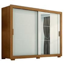 Guarda Roupas Casal com Espelho 2 Portas de Correr 4 Gavetas Titanium Madeirado / Areia Zanzini