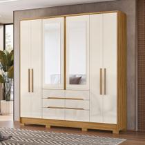 Guarda Roupas Casal Com Espelho 6 Portas 6 Gavetas San Francisco Madeirado Off White