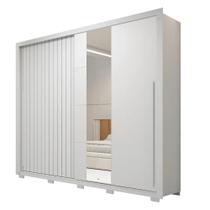 Guarda Roupas Casal Com Ripado e Espelho 2 Portas 4 Gavetas Eloa Branco Caemmun