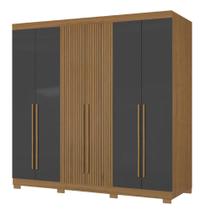 Guarda Roupas Casal Detalhe Ripado 3D Com 6 Portas 2 Gavetas Londres