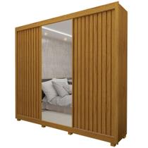 Guarda Roupas casal Gelius Royale 3 portas de correr com espelho Naturale
