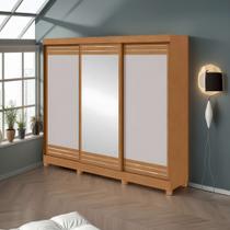 Guarda-Roupas Casal Nice Amendôa Clean / Off White 3 Portas 1 Espelho 4 Gavetas Flex com Pés - Lopas