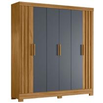 Guarda Roupas Casal Ripado 6 Portas 2 Gavetas Freijó/cinza Valença Moval Guarda Roupas Casal Ripado 6 Portas 2 Gavetas Freijó/cinza Valença Moval