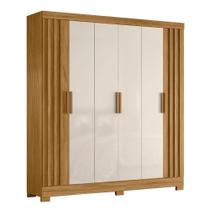 Guarda Roupas Casal Ripado 6 Portas 2 Gavetas Freijó/Off White Valença Moval