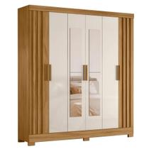 Guarda Roupas Casal Ripado Com Espelho 6 Portas 2 Gavetas Freijó/Off White Valença Moval