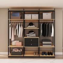 Guarda Roupas Closet 2 gavetas 2 Cabideiros e 6 prateleiras CB0079 Linha Industrial Genialflex