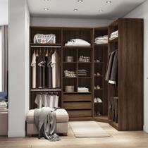 Guarda Roupas de Canto Closet Aberto 3 Módulos com 3 Gavetas 5 Cabideiros Prime Luciane Móveis Guarda Roupas de Canto Closet Aberto 3 Módulos com 3 Gavetas 5 Cabideiros Prime Luciane Móveis