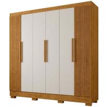 Guarda Roupas de Casal J&A Móveis Malibu New Realce Ripado 3D 6 portas 4 gavetas Nature OFF White Guarda Roupas de Casal J&A Móveis Malibu New Realce Ripado 3D 6 portas 4 gavetas Nature OFF White