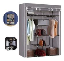 Guarda Roupas Desmontável Armário Organizador Dobrável Cinza