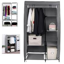 Guarda Roupas Duplo Portatil Arara Cabideiro Com Prateleiras Dobravel Organizador Compacto Guarda Roupas Duplo Portatil Arara Cabideiro Com Prateleiras Dobravel Organizador Compacto