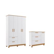 Guarda roupas e Cômoda Permobili Jujuba 04 portas MDF -