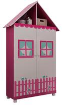 Guarda Roupas Gelius de Solteiro Casinha 2 Portas e 2 Gavetas Branco Rosa Guarda Roupas Gelius de Solteiro Casinha 2 Portas e 2 Gavetas Branco Rosa