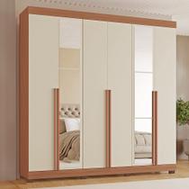 Guarda Roupas Gênova 100 MDF 6 Portas 4 Gavetas 6 Espelhos