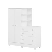 Guarda-Roupas Infantil 2 Portas com Cômoda 3 Gavetas e Nichos Encanto Feliz -Branco Branco - ÉdeCasaMóveis Guarda-Roupas Infantil 2 Portas com Cômoda 3 Gavetas e Nichos Encanto Feliz -Branco Branco - ÉdeCasaMóveis