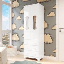 Guarda Roupas Infantil 2 Portas com Janela 3 Gavetas 100% MDF Lana Espresso Móveis Branco/Brilho Guarda Roupas Infantil 2 Portas com Janela 3 Gavetas 100% MDF Lana Espresso Móveis Branco/Brilho