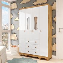 Guarda Roupas Infantil 4 Portas com Janela e 3 Gavetas 100% MDF Lana Espresso Móveis Branco/Brilho/Amêndoa Guarda Roupas Infantil 4 Portas com Janela e 3 Gavetas 100% MDF Lana Espresso Móveis Branco/Brilho/Amêndoa