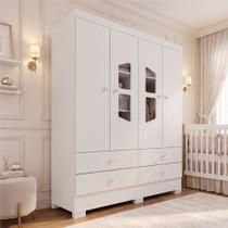 Guarda Roupas Infantil Diamante New 100 MDF 4 Portas 4 Gavetas Guarda Roupas Infantil Diamante New 100 MDF 4 Portas 4 Gavetas