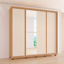 Guarda-Roupas Lisboa 100% MDF Tuboarte 2 Portas de Correr 4 Gavetas c/ Kit de Espelhos e Pés