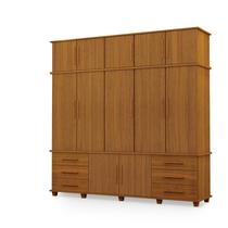 Guarda Roupas Londres 100% Mdf c/ 12 Portas 6 Gavetas Pés Madeira - Luapa - Carvalho New