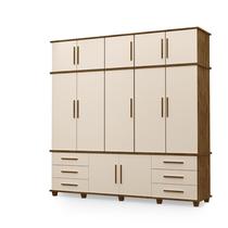 Guarda Roupas Londres 100% Mdf c/ 12 Portas 6 Gavetas Pés Madeira - Luapa - Malbec/Off White