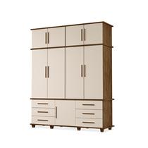 Guarda Roupas Londres 100% Mdf c/ 9 Portas 6 Gavetas Pés Madeira - Luapa - Malbec/Off White