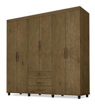 Guarda Roupas Madri Roupeiro 6 Portas + 3 Gavetas Jacarandá