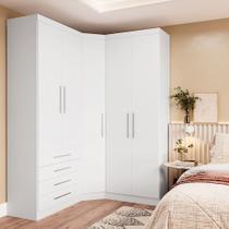 Guarda Roupas Modulado de Canto Diagonal 3 Peças com 5 Portas e 4 Gavetas Alpes Luciane Móveis Guarda Roupas Modulado de Canto Diagonal 3 Peças com 5 Portas e 4 Gavetas Alpes Luciane Móveis