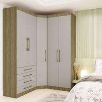 Guarda Roupas Modulado de Canto Diagonal 3 Peças com 5 Portas e 4 Gavetas Paris Luciane Móveis