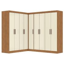 Guarda Roupas Modulado De Canto Madrid Com 9 Portas Maxel Madeirado/off White